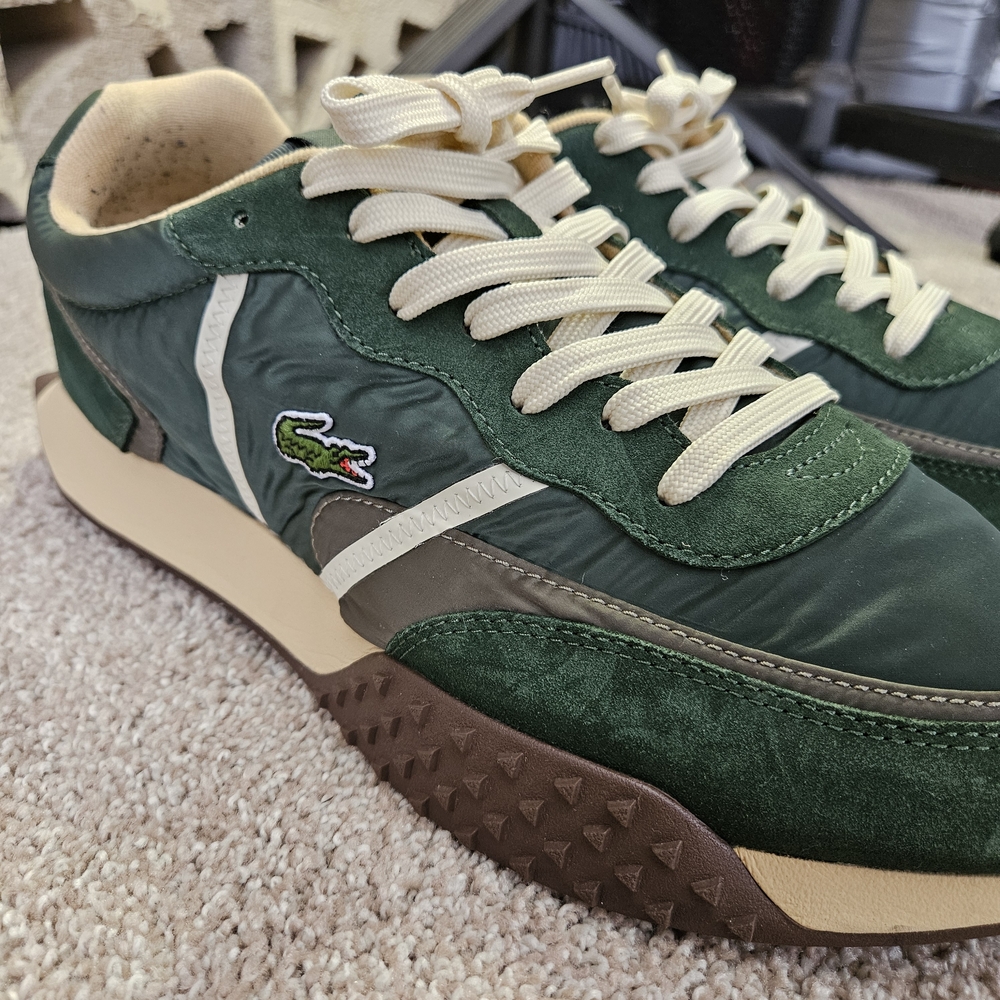 Lacoste L-spin Delux 3.0 Green Nylon & Suede Running Sneakers sz 12 No Box - Picture 10 of 14